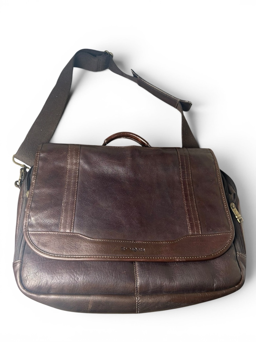 Samsonite Brown Leather Laptop Messenger Briefcase Shoulder Bag